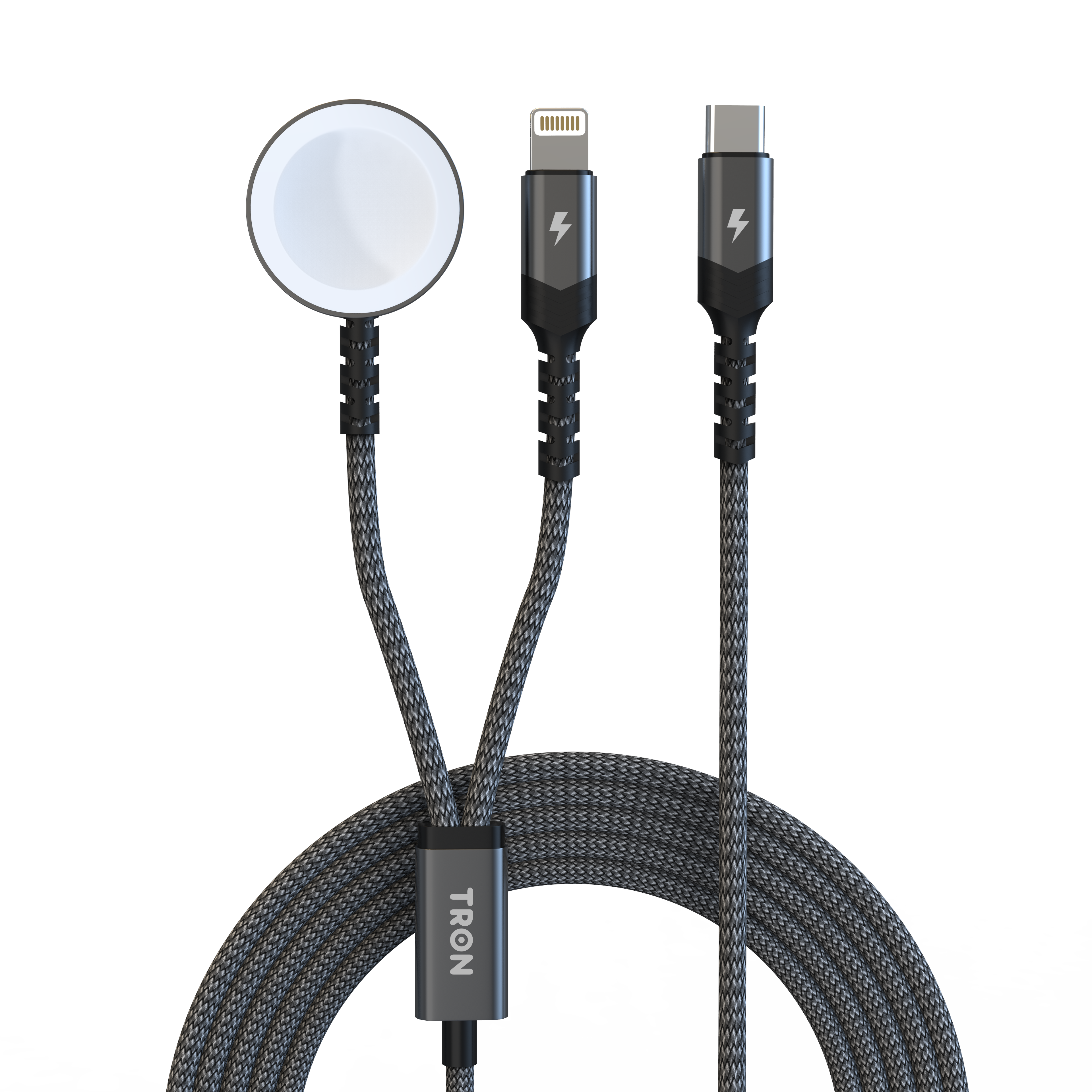 2 in 1 USB C-Lighting iWatch Braided Charger Cable | 4FT
