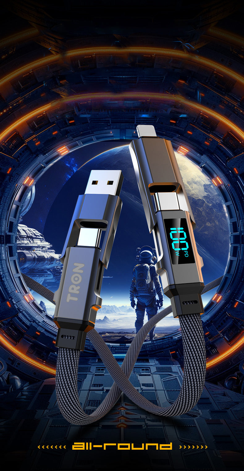 TRON 4-in-1 Braided Charging Cable 100W — Digital Display (view 2)