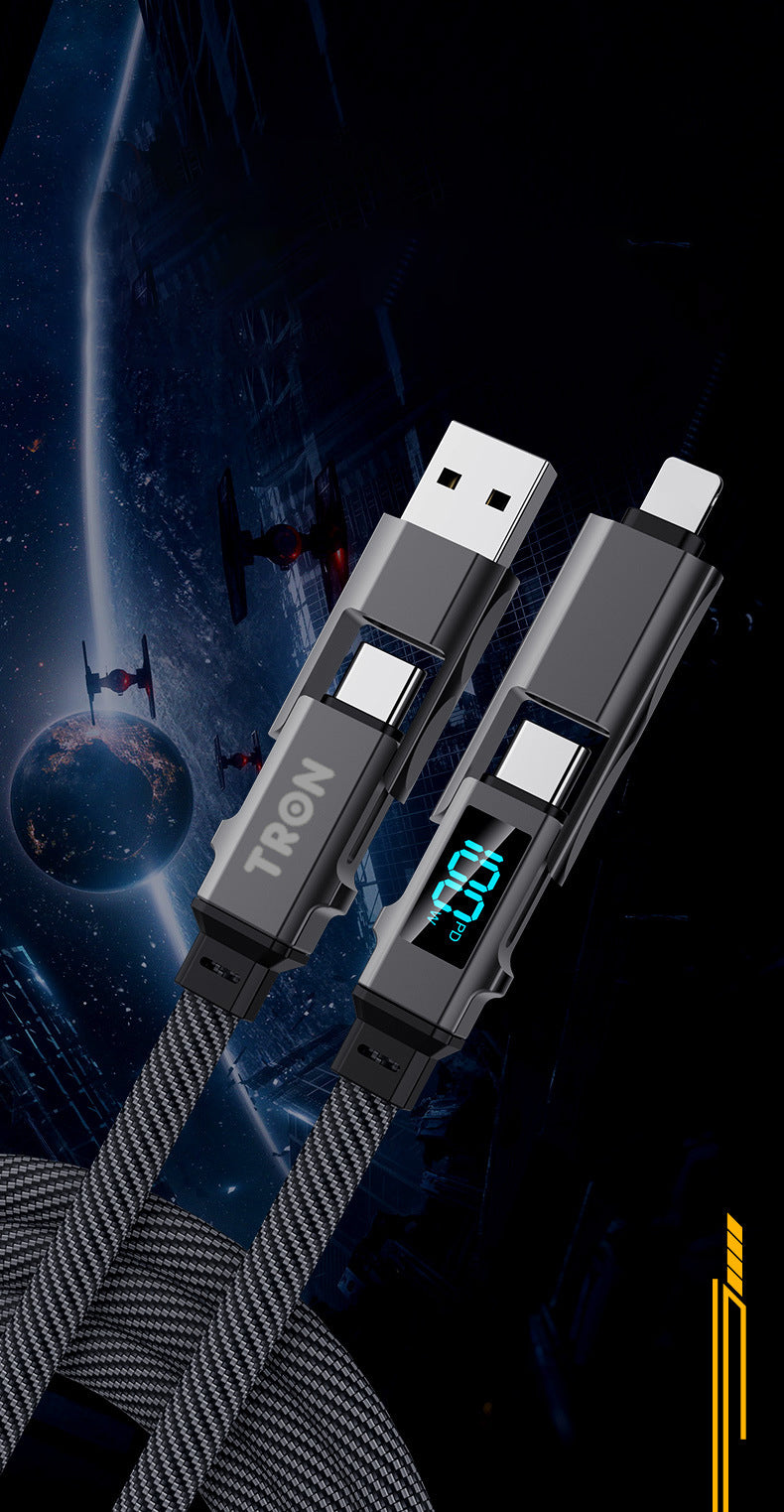 4 in 1 Digital Display Braided Charging Cable 100W | 5FT
