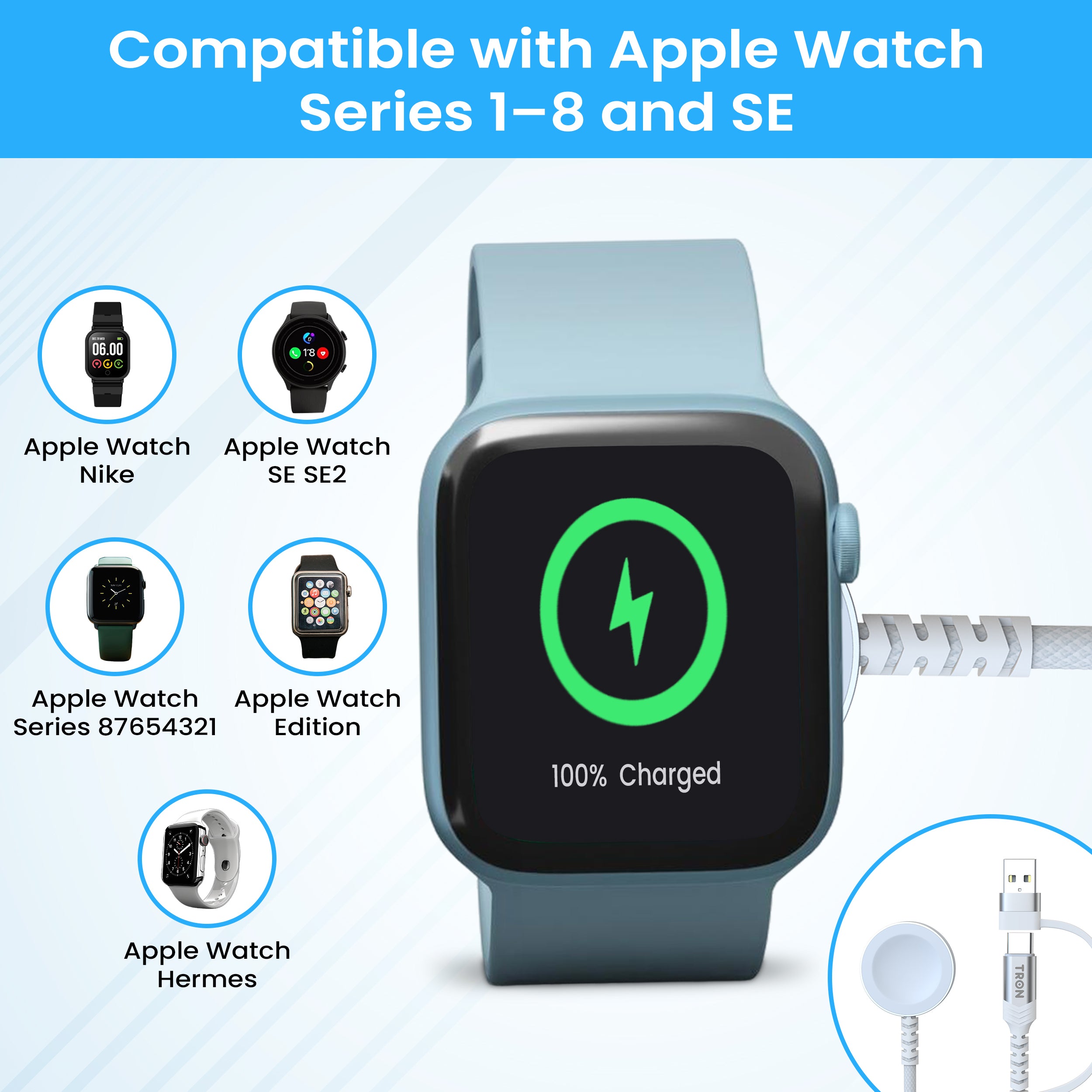 iWatch Charger USB C-A Braided Cable | 4FT