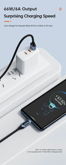 USB A-C Digital Display Braided Charging Cable 6A | 5FT