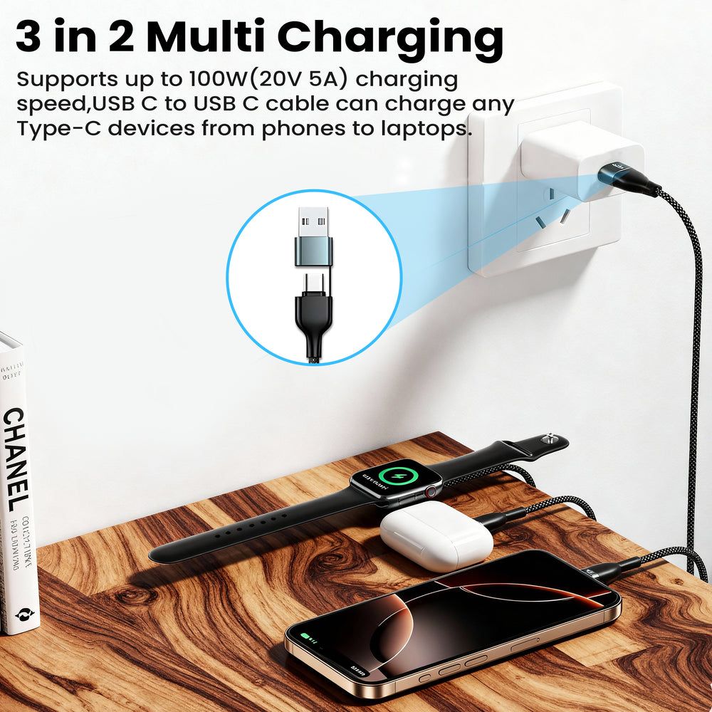 TRON 5-in-1 Multi Charging Cable — USB-A/C to Lightning/USB-C/Apple Watch (view 6)