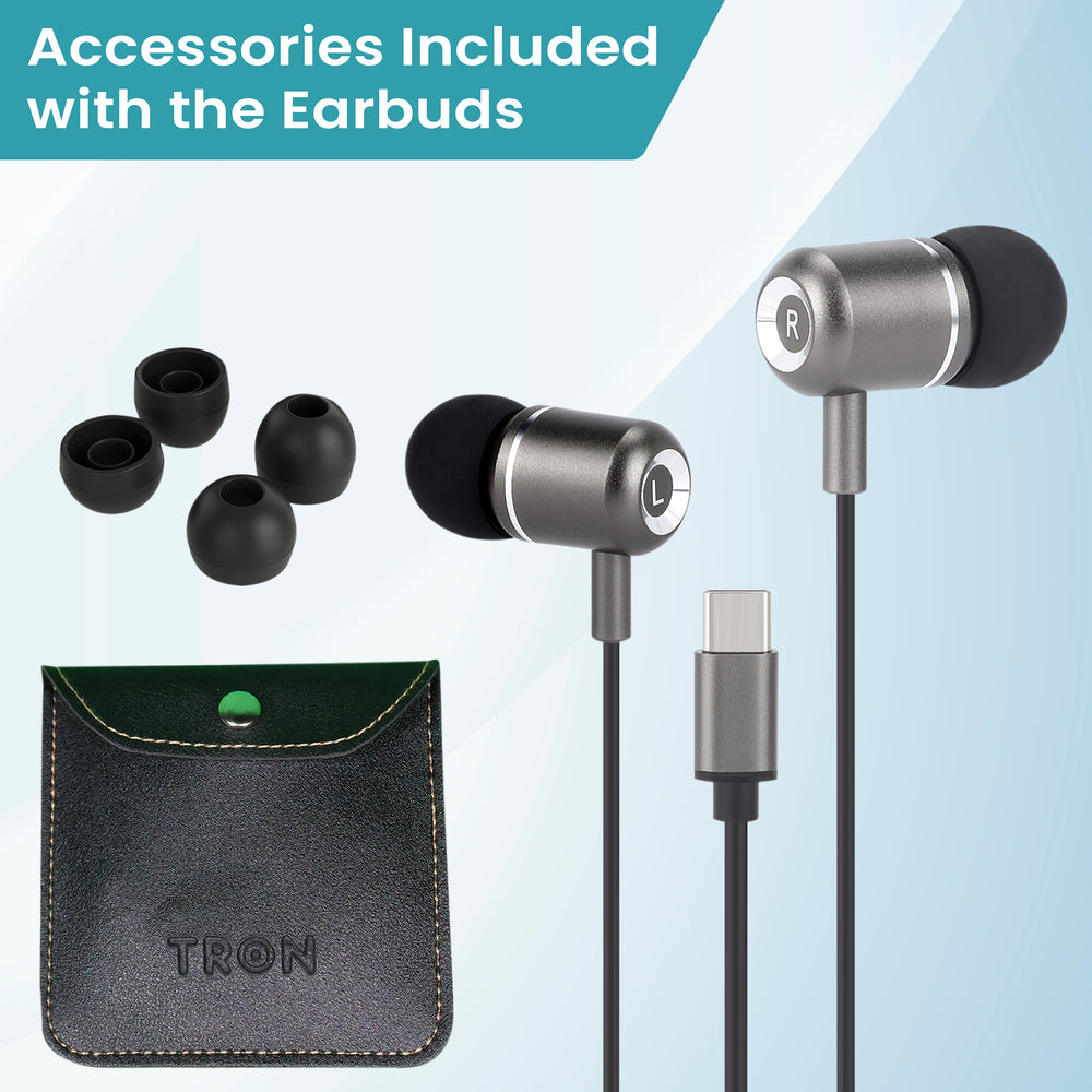 TRON USB-C Wired Earbuds — Hi-Fi Audio + Inline Mic (view 6)