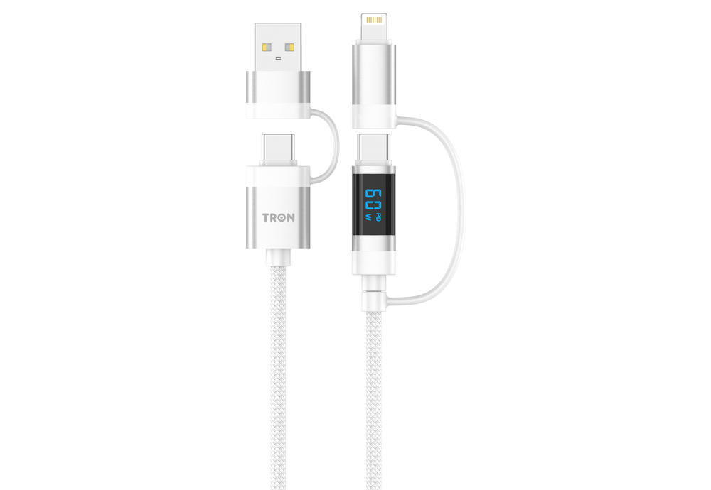 TRON 60W 4-in-1 Braided Charging Cable — LCD Display, Black (view 2)