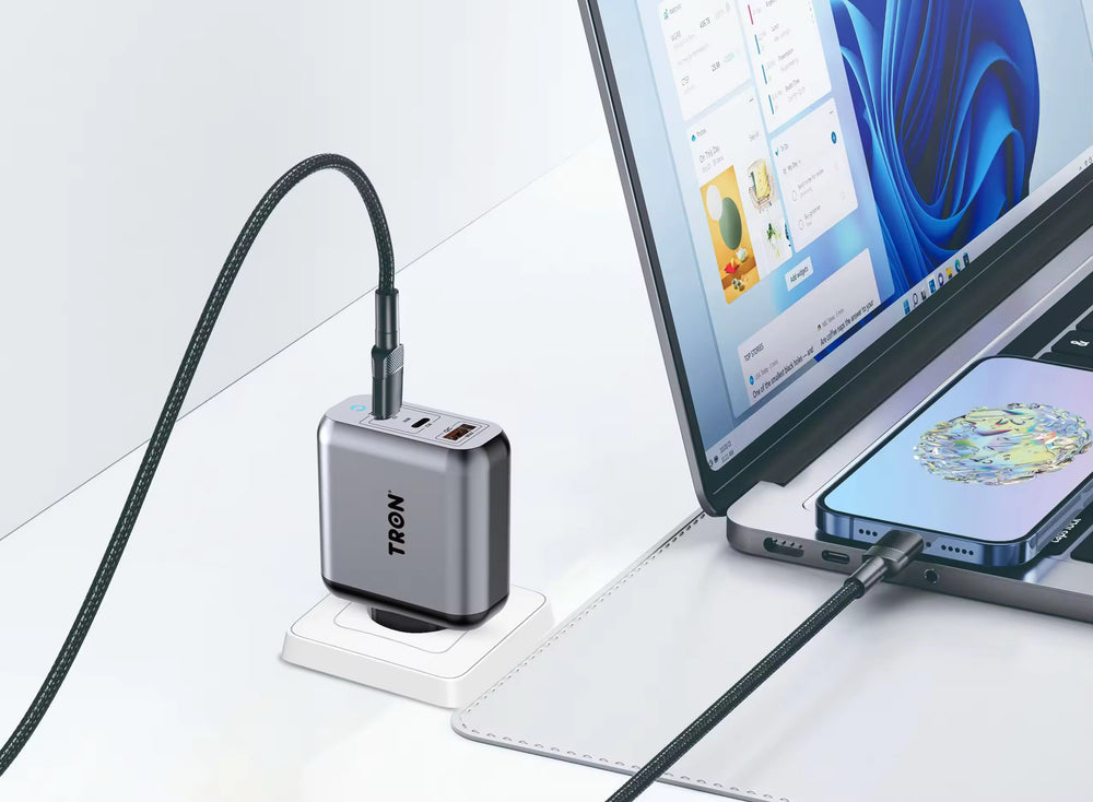 TRON 70W GaN Power Adapter — Multi-Port USB-C + USB-A, Laptop Fast Charging (view 2)