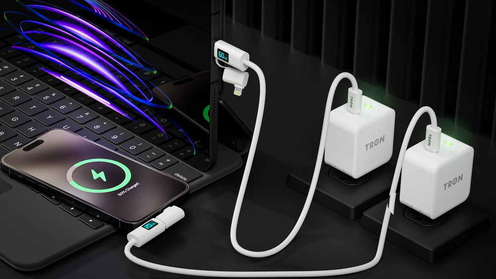 TRON 25W Power Adapter + 60W 2-in-1 LCD Cable Bundle — USB-C & Lightning (view 5)