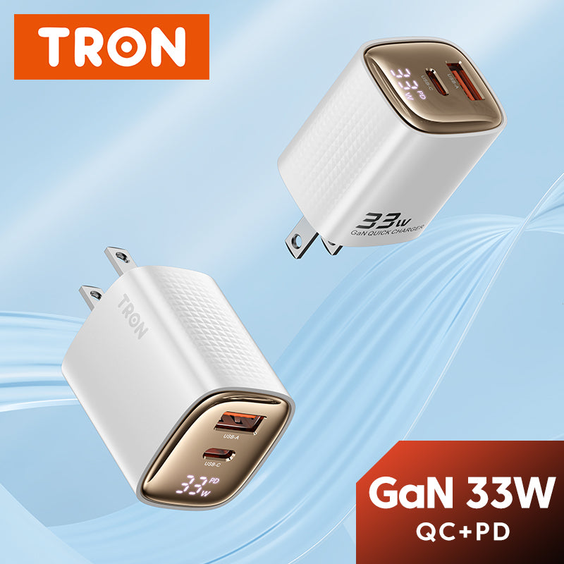 TRON 33W GaN Power Adapter — Dual USB-C + USB-A, PD Fast Charging (view 7)