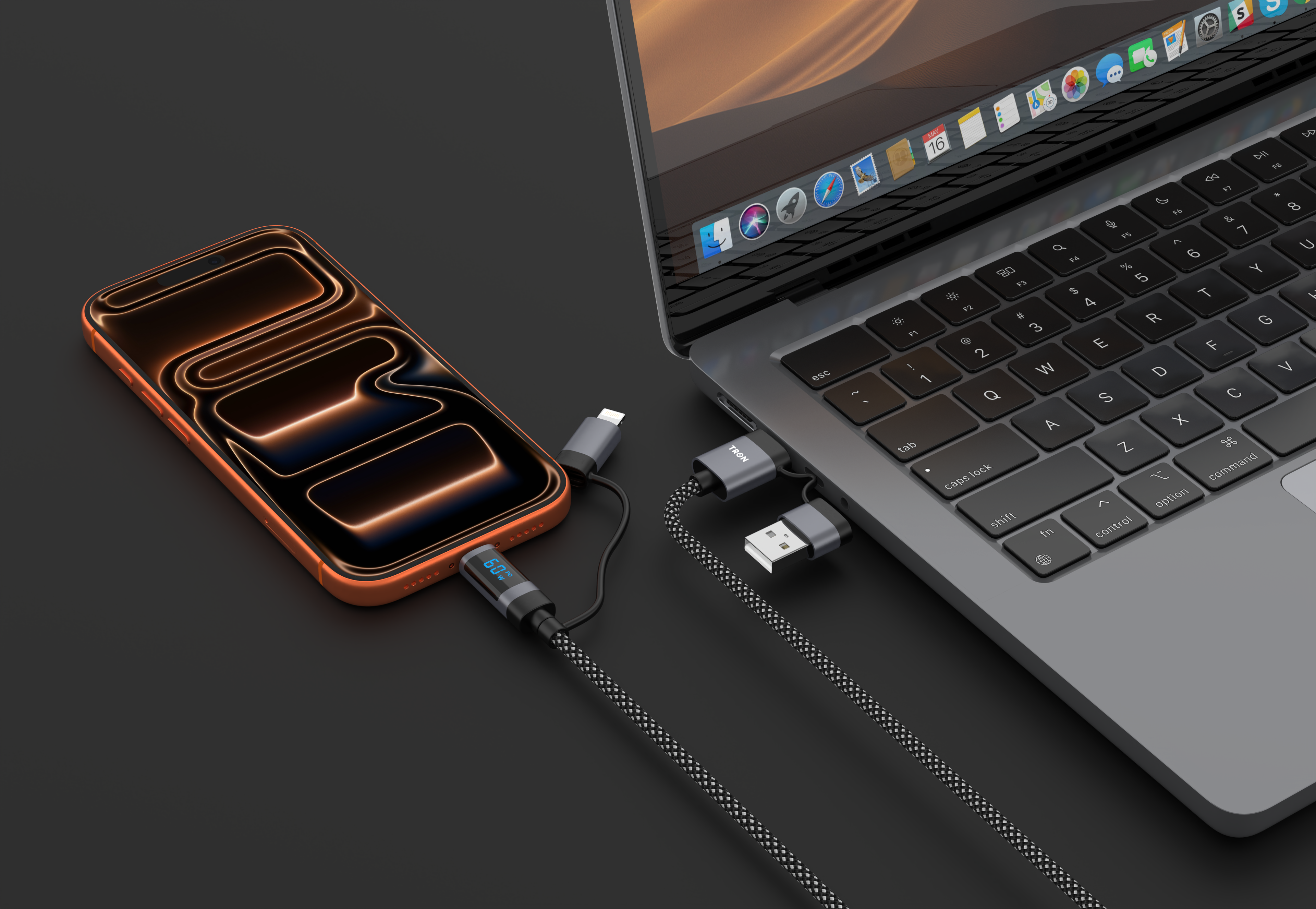 60W 4 in 1 Braided Charging Cable 5FT | LCD Display