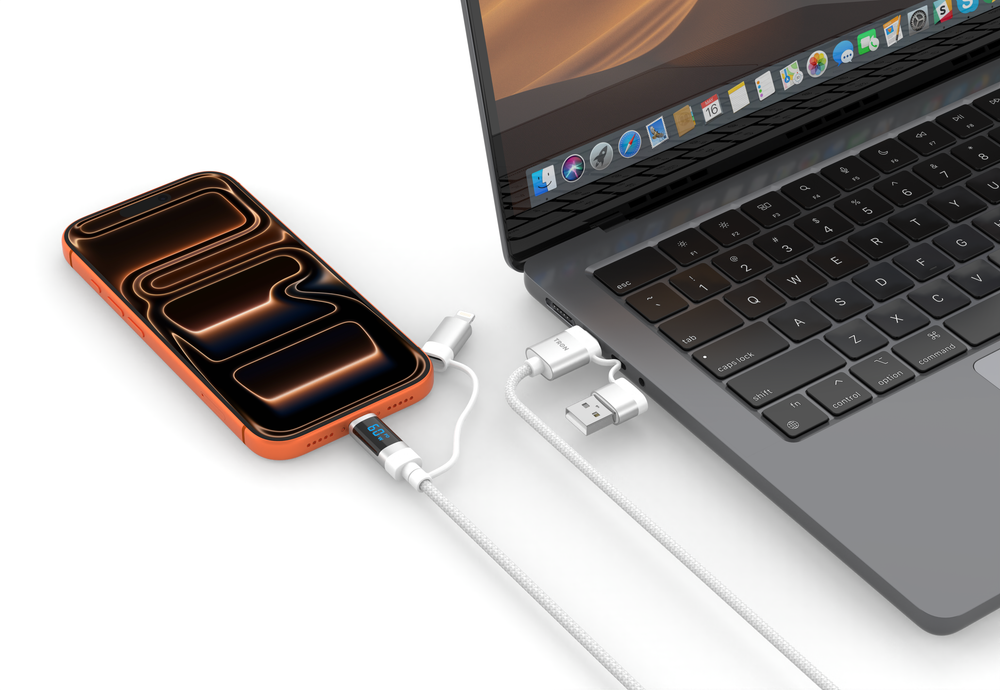 TRON 60W 4-in-1 Braided Charging Cable — LCD Display, Black (view 3)