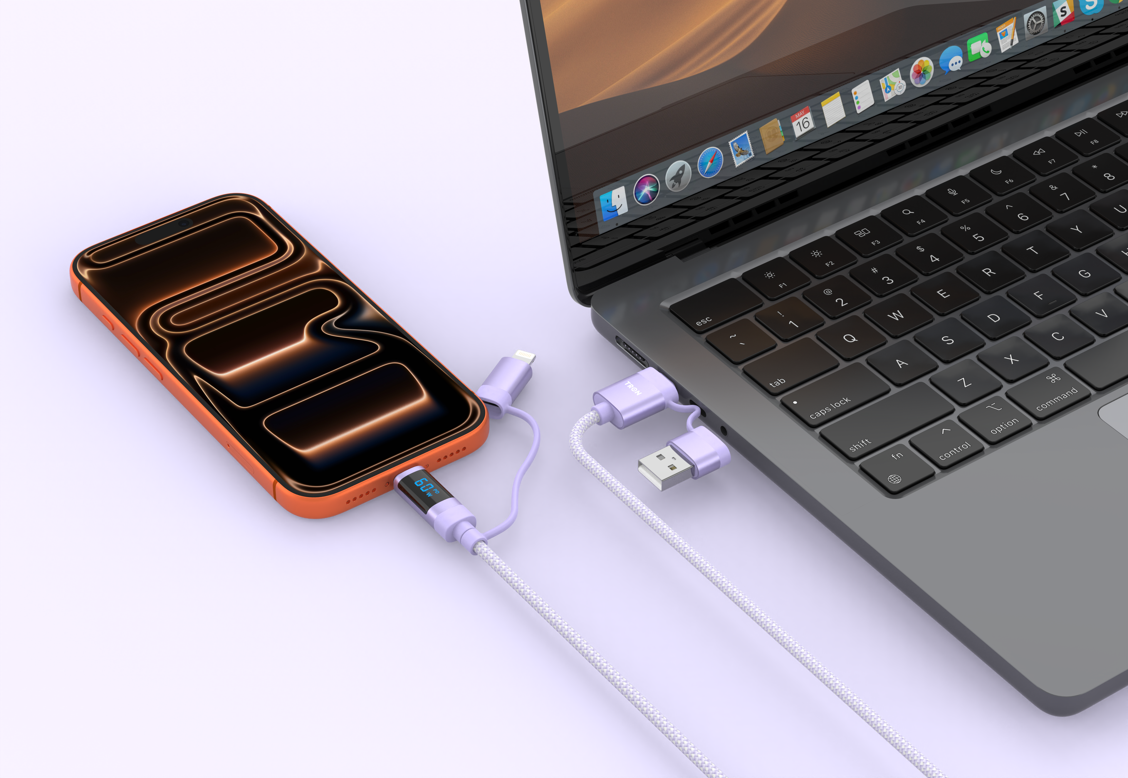 60W 4 in 1 Braided Charging Cable 5FT | LCD Display