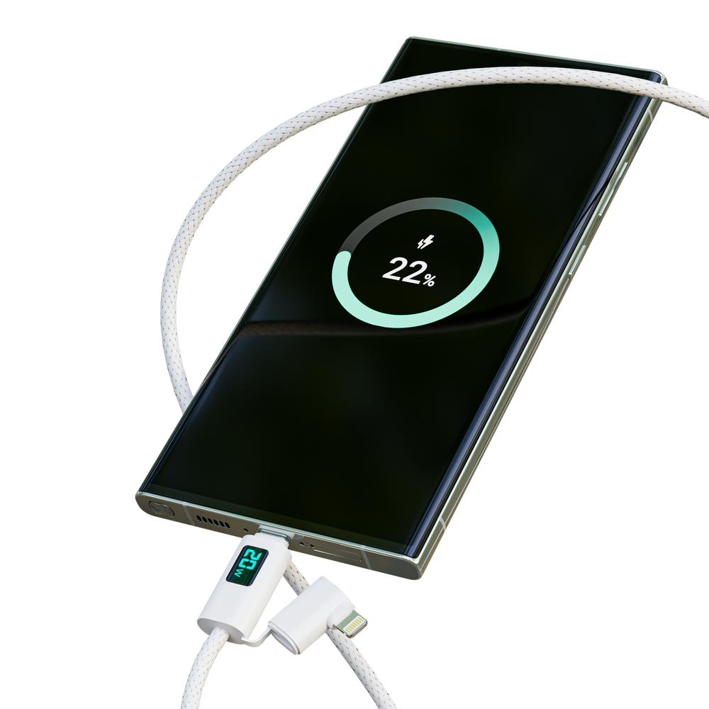 TRON 25W Power Adapter + 60W 2-in-1 LCD Cable Bundle — USB-C & Lightning (view 2)