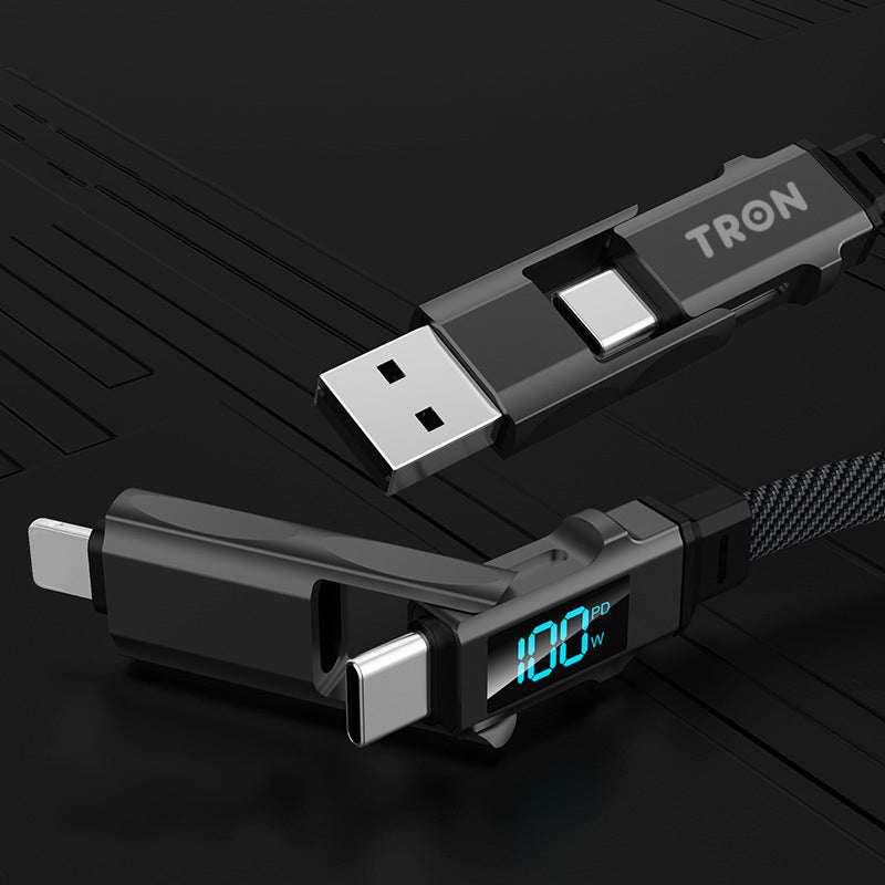 4 in 1 Digital Display Braided Charging Cable 100W | 5FT