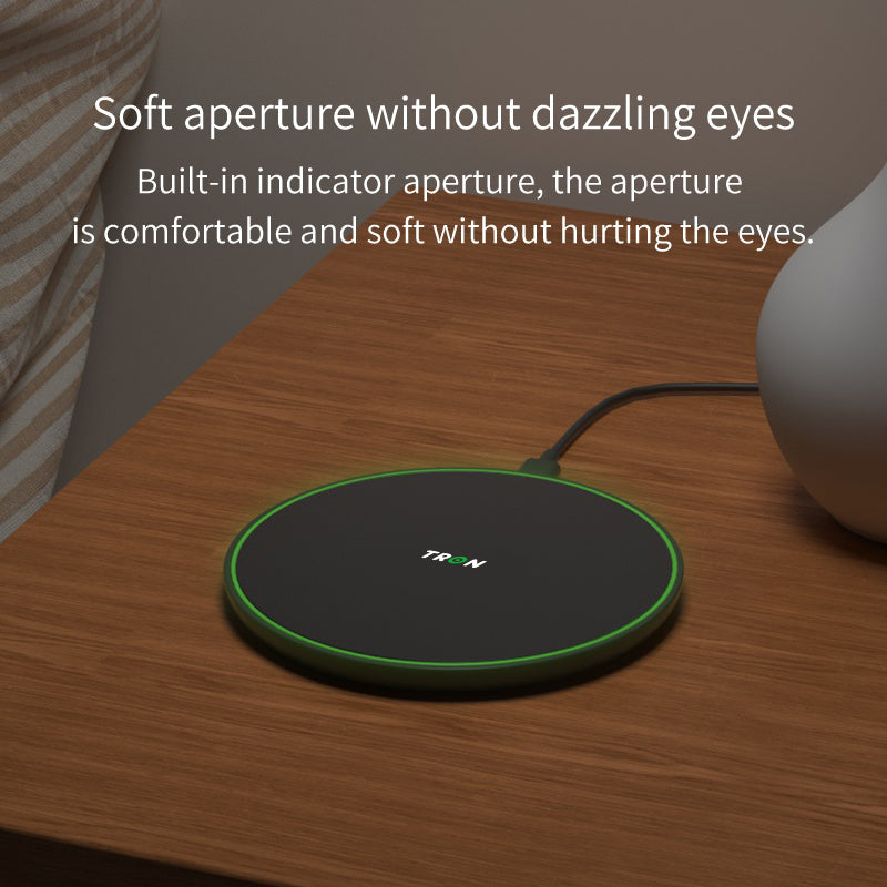 TRON Slim Qi Wireless Charging Pad — 15W Fast Charging, 7mm Profile (view 2)