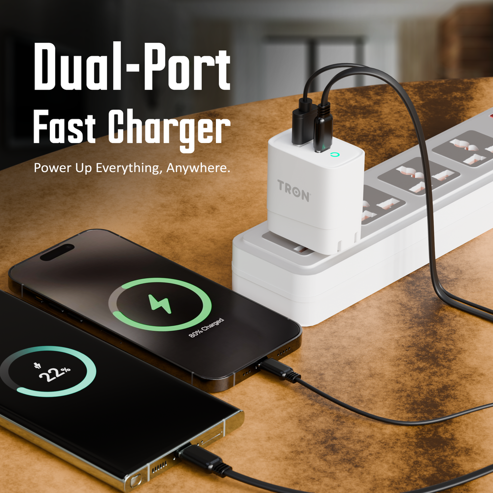 TRON Qi 20W Dual-Port Power Adapter — USB-C + USB-A, Fast Charging (view 3)
