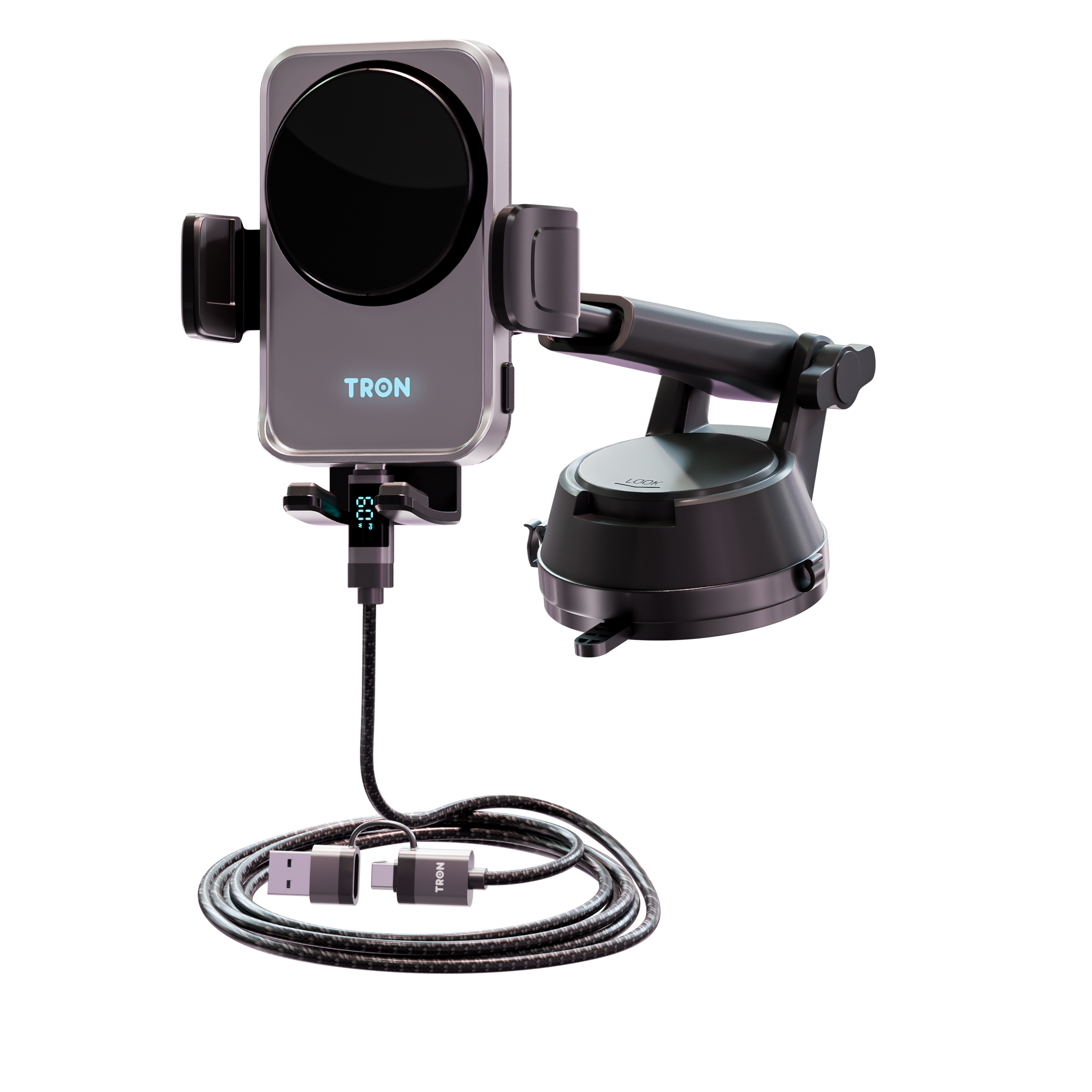 15W Fan Cooling Wireless Car Charger Mount — Auto-Clamp + Dashboard Suction Cup + 360° Rotation