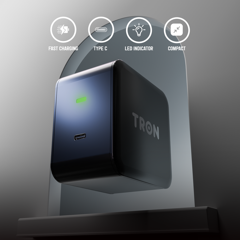TRON Qi 25W Wireless Power Adapter — Fast Charging Wall Plug, Black (view 2)