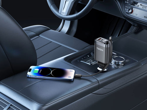 105W 4 in 1 Car Charger | Dual Retractable Cable
