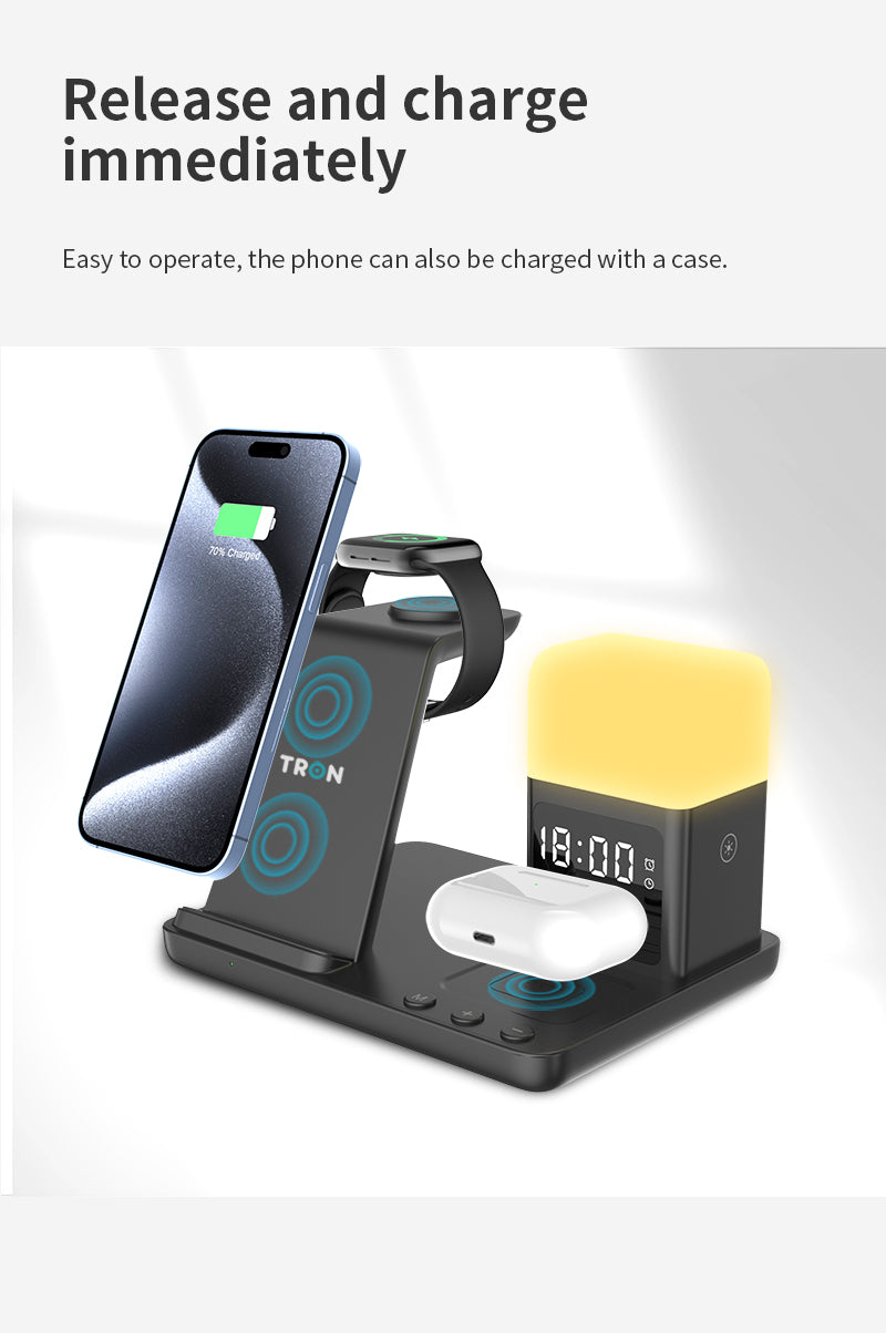 TRON 6-in-1 Wireless Charging Station — Phone, Watch, AirPods + USB Ports, 15W (view 4)