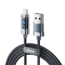 2.4 A USB-A to Lightning Transparent Charging Cable With Digital Display | 5FT