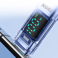 60W Transparent USB-C to USB-C Charging Cable with Digital Display | 5FT