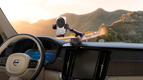 15W Fan Cooling Wireless Car Charger Mount — Auto-Clamp + Dashboard Suction Cup + 360° Rotation
