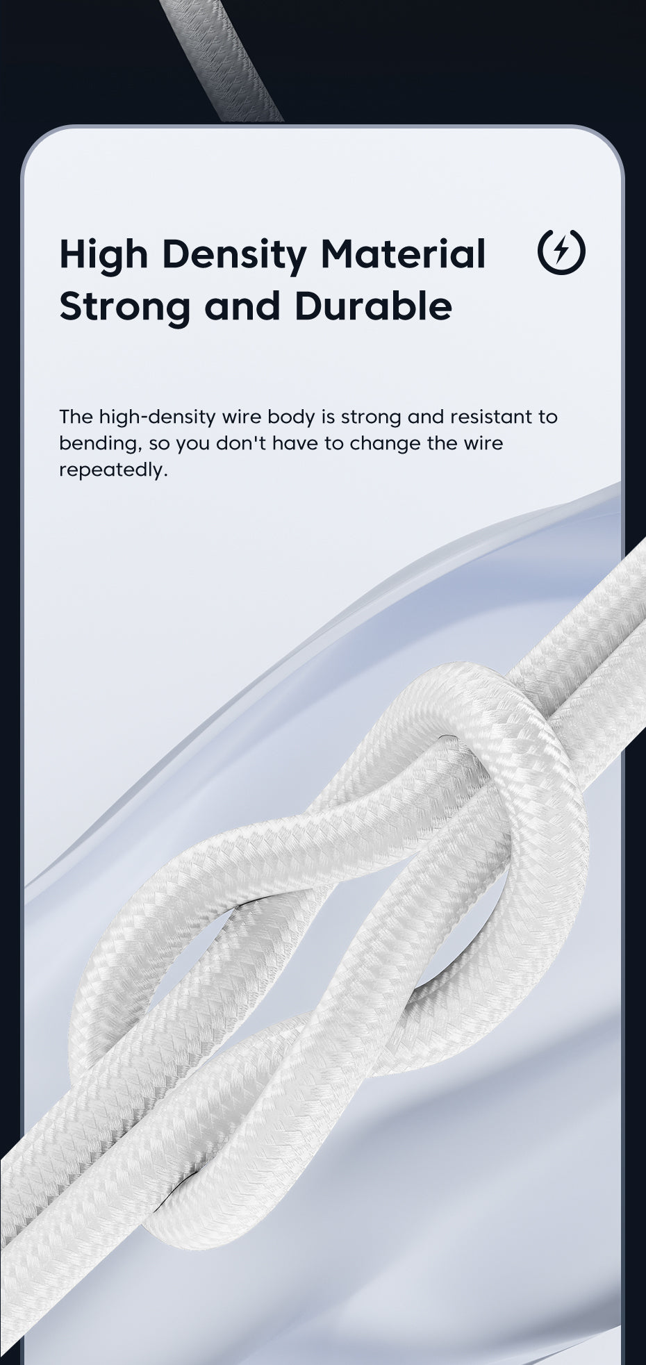 TRON USB-A to USB-C Braided Cable 6A — Fast Charging, White (view 6)