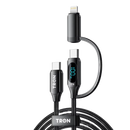 2-in-1 USB-C to A-C Braided Cable | 100W LED Display 5FT