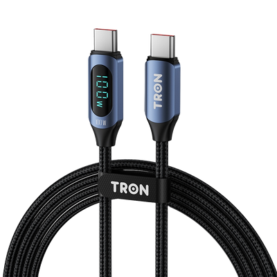 TRON USB-C to USB-C Braided Cable 100W with Digital Display