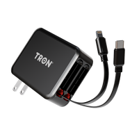3-in-1 Fast Charging Wall Adapter with Built-in Cables (USB-C, Lightning, Micro)