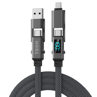 TRON 4-in-1 Braided Charging Cable 100W — Digital Display