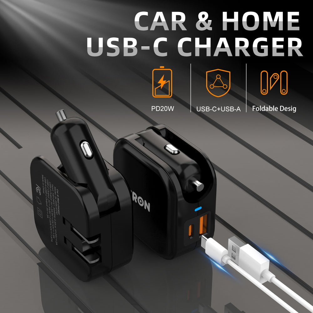 TRON 30W Car & Wall Charger — Dual USB-C + USB-A, USA Plug (view 5)
