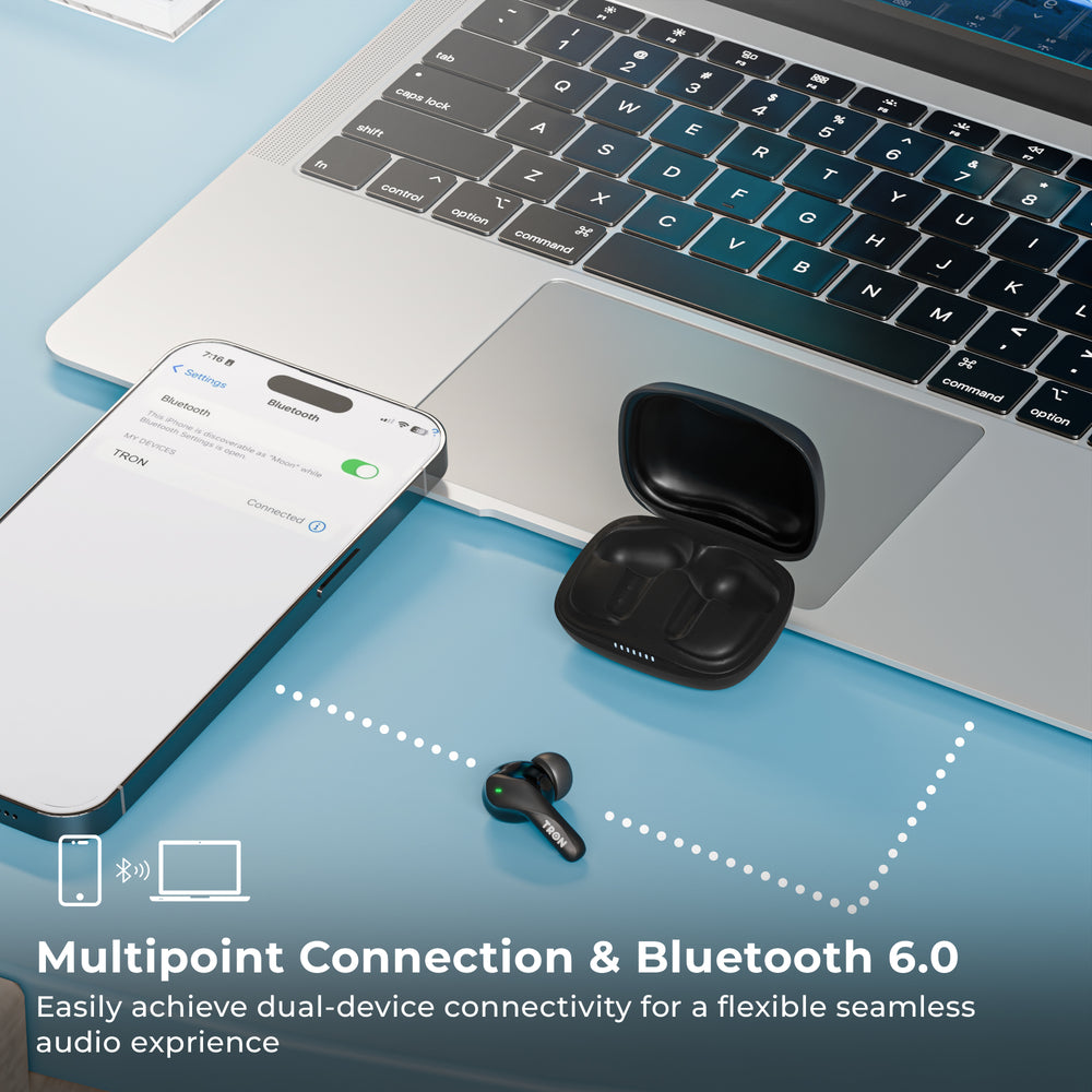 TRON Active Noise Cancelling Wireless Earbuds — Bluetooth 5.3, 20Hr Battery (view 4)