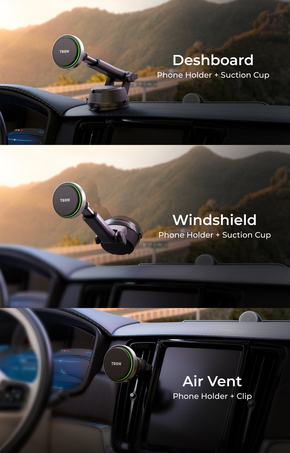 TRON Qi2 Wireless Car Charger — 25W Magnetic Mount with Ice Cooling (view 4)