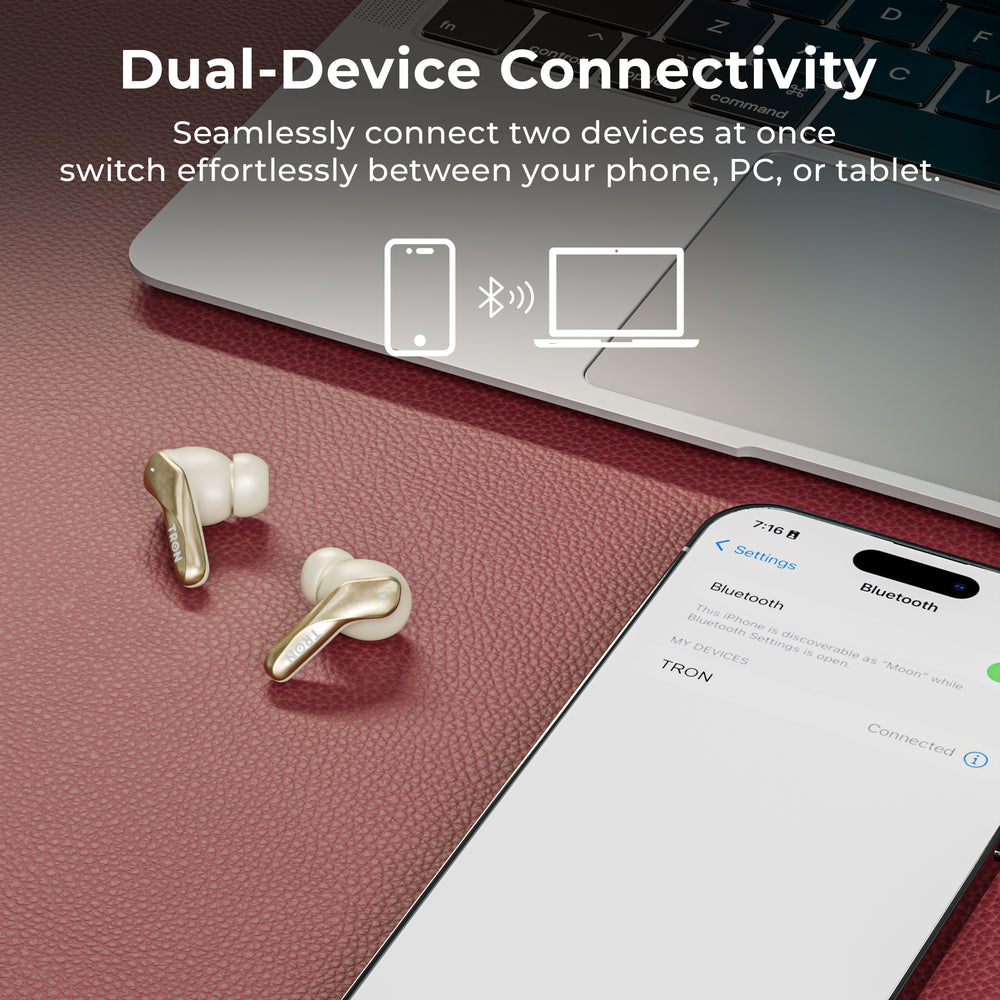 TRON Active Noise Cancelling Wireless Earbuds — Bluetooth 5.3, 20Hr Battery (view 11)