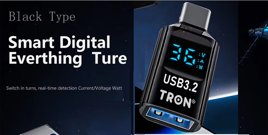 TRON USB-A to USB-C Adapter — LED Display, 60W PD (view 4)