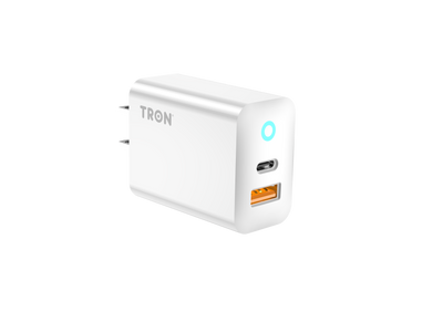 TRON 30W Dual-Port Power Adapter — USB-C PD + USB-A, Fast Charging