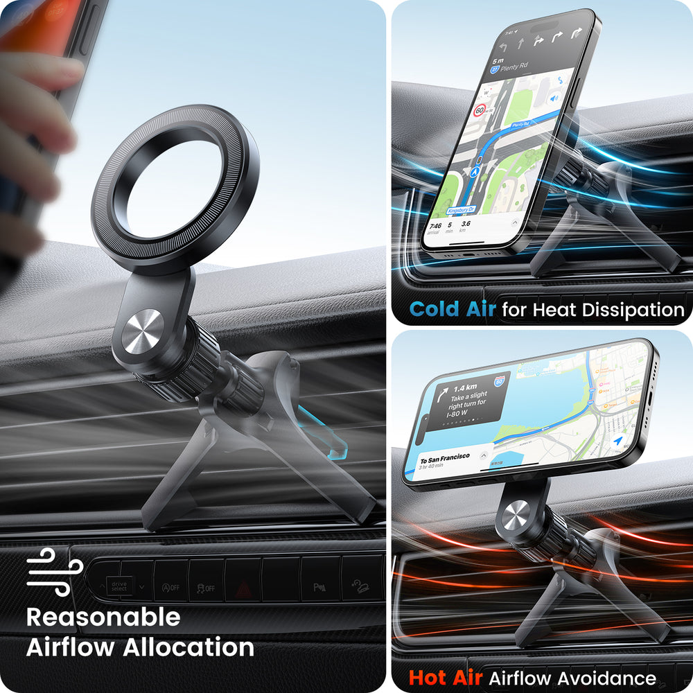TRON Universal Air Vent Phone Holder — 360° Rotation, Spring Clip (view 2)