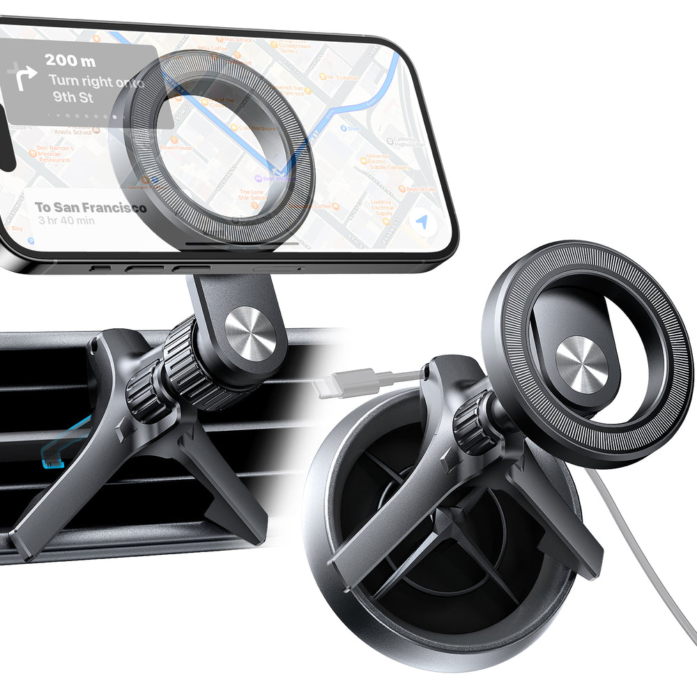 TRON Universal Air Vent Phone Holder — 360° Rotation, Spring Clip (view 3)