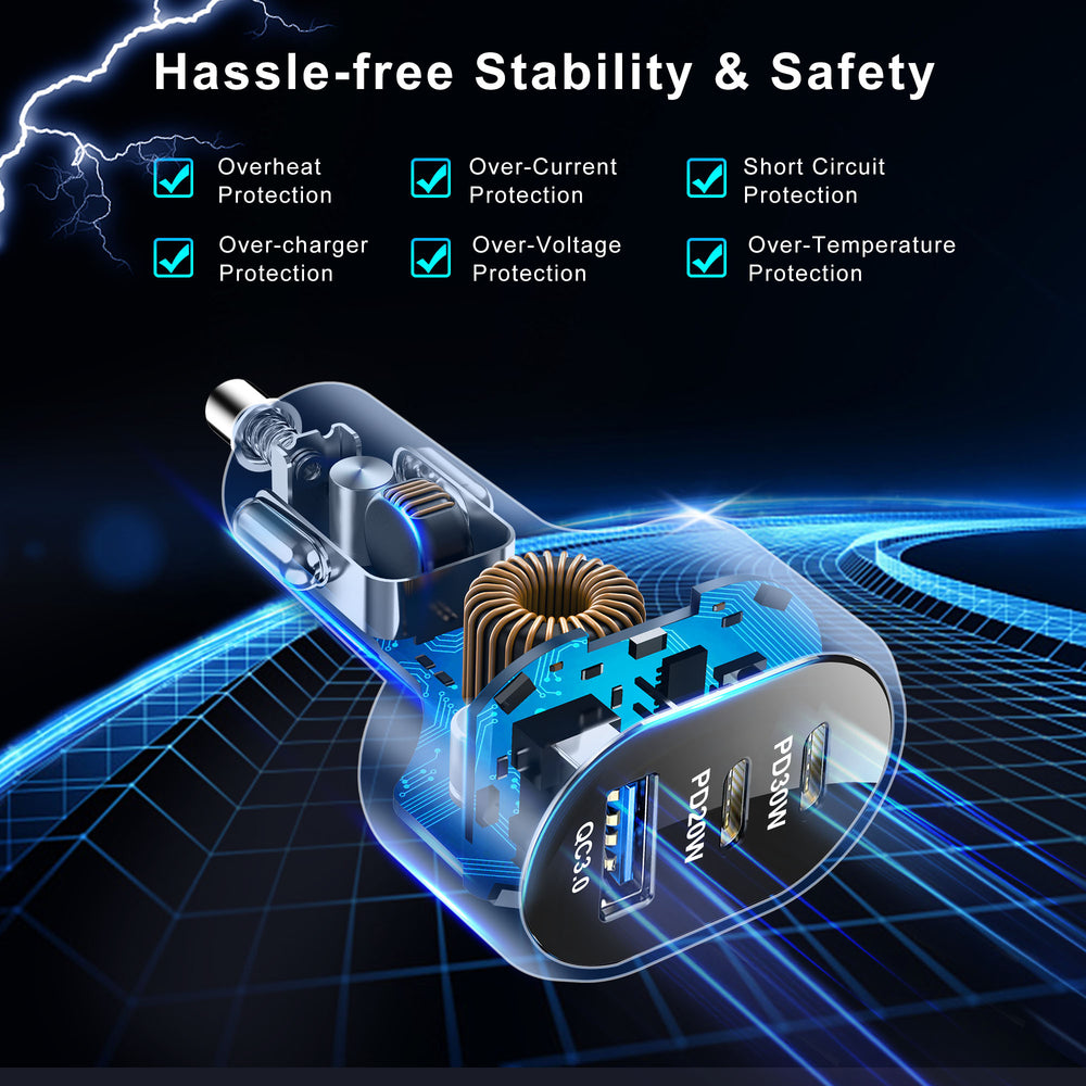 TRON 50W Car Power Adapter — 3-Port USB-C + USB-A, Fast Charging (view 6)