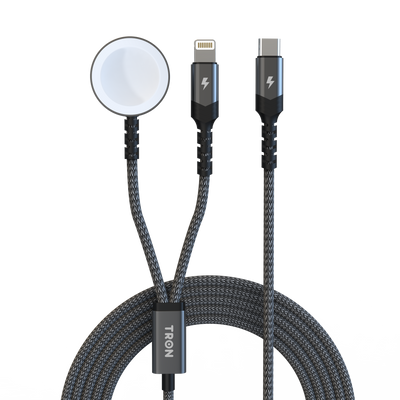TRON 2-in-1 USB-C to Lightning & Apple Watch Braided Cable