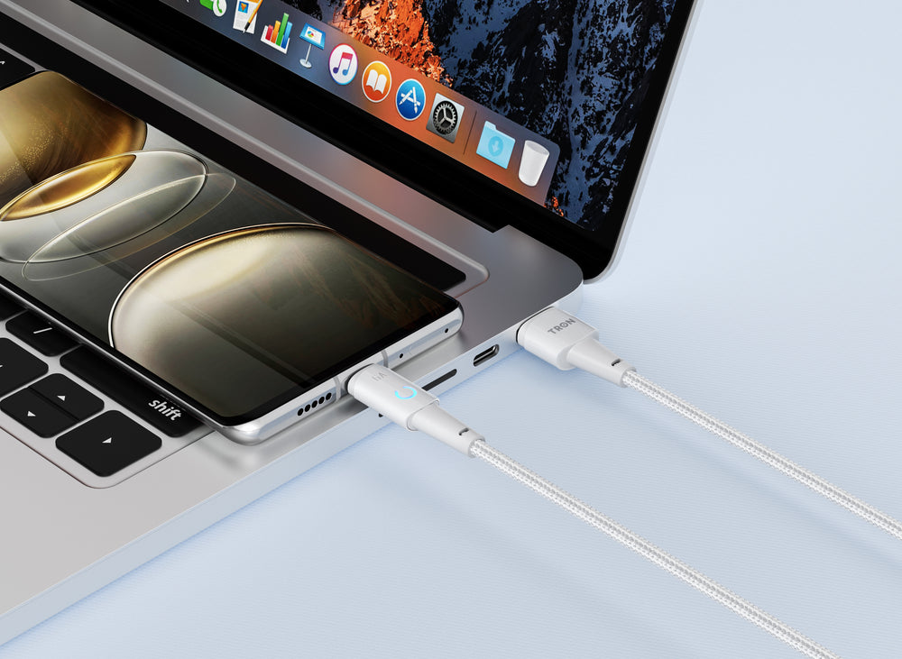 TRON USB-A to USB-C Braided Cable 6A — Fast Charging, White (view 2)
