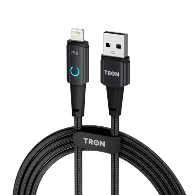 TRON USB-A to Lightning Braided Cable — Fast Charging, Black