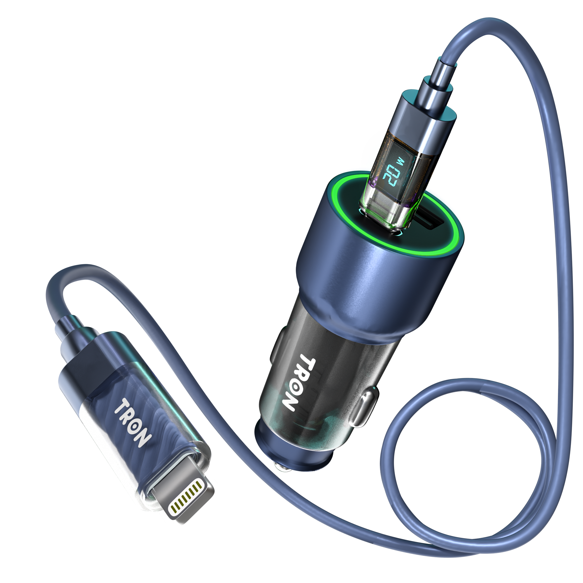 43W Car Charger + 5FT USB-C to Lightning Cable