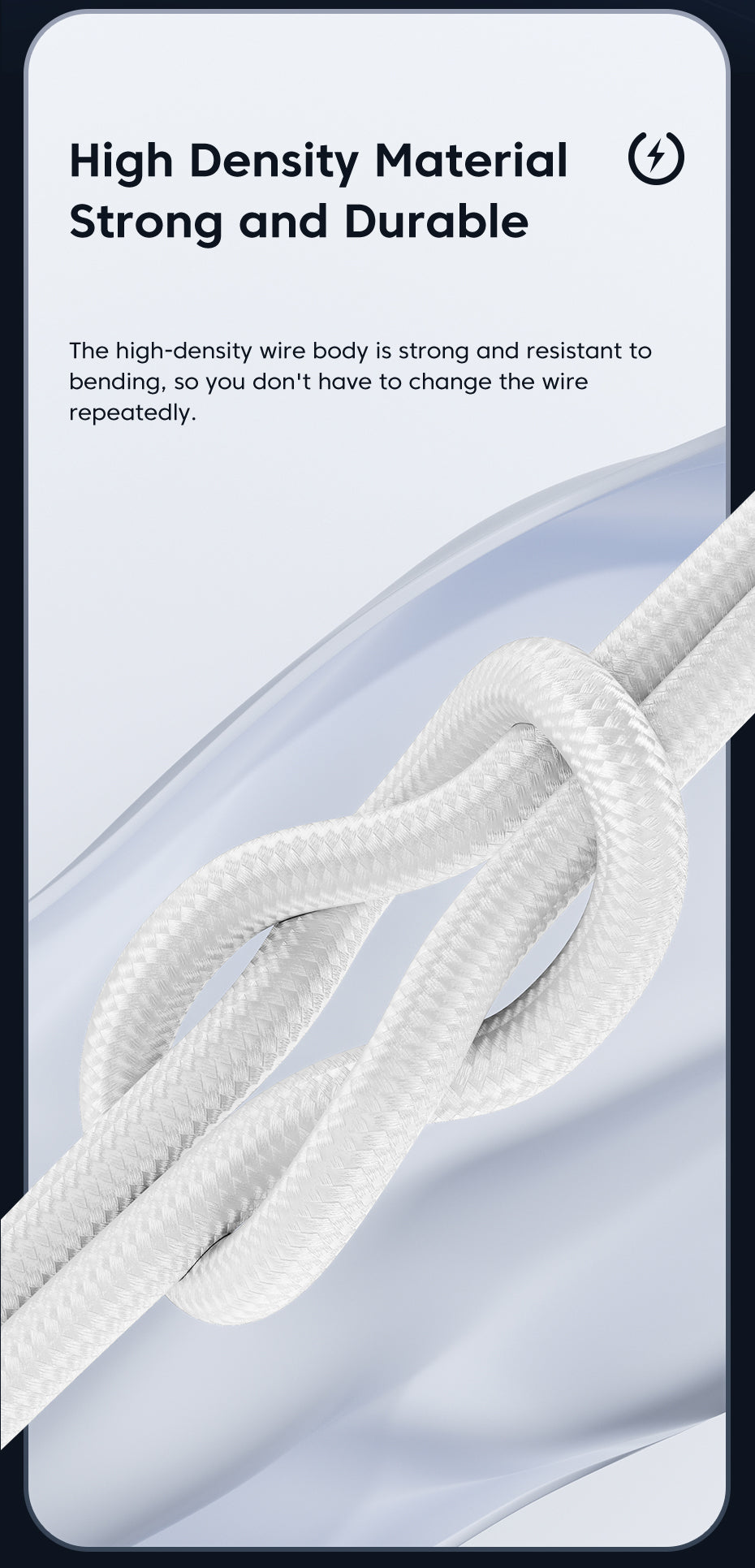 TRON 60W USB-C to USB-C Braided Cable — PD Fast Charging, White (view 4)