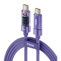 60W Transparent USB-C to USB-C Charging Cable with Digital Display | 5FT