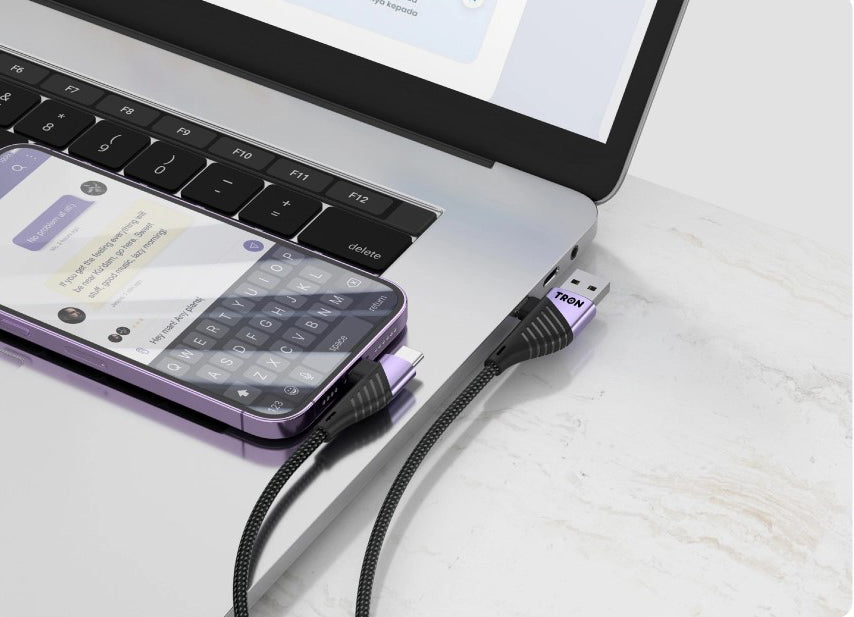 TRON 4-in-1 Braided Charging Cable 65W — USB-C/A to Lightning/USB-C (view 2)