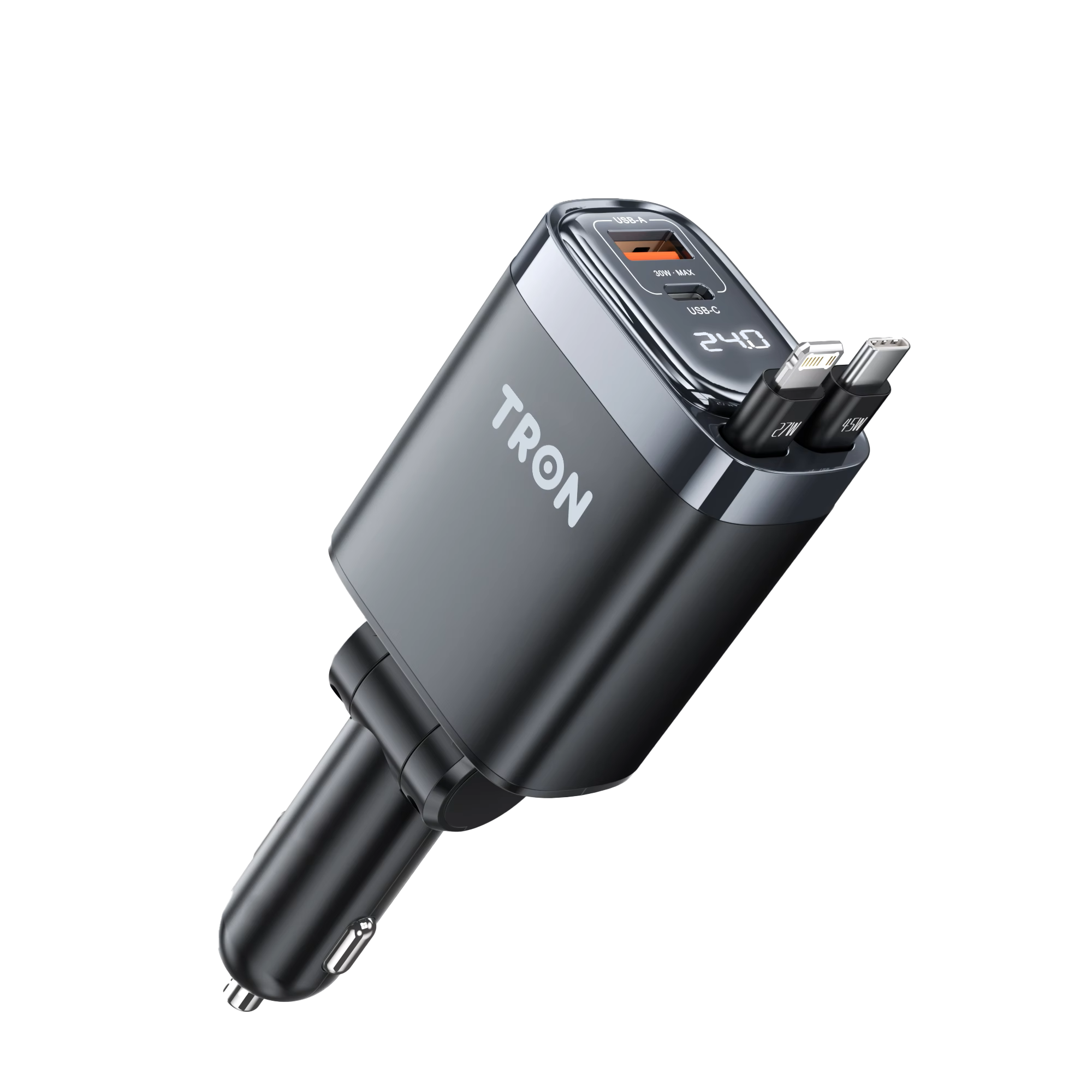 105W 4 in 1 Car Charger | Dual Retractable Cable