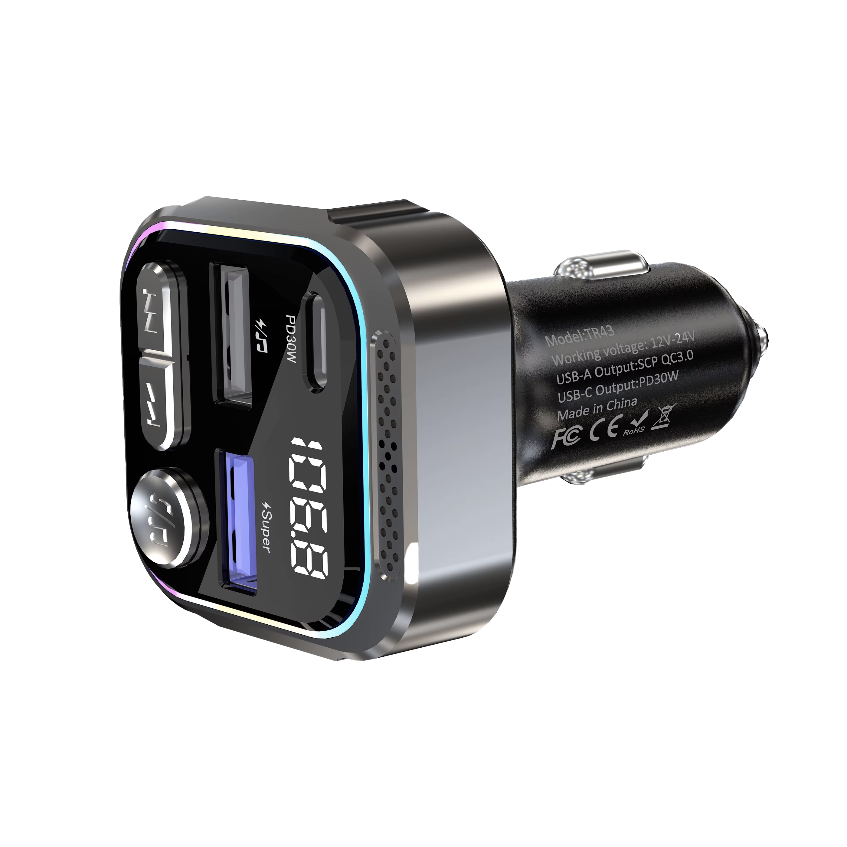 30W Car Bluetooth Transmitter & Power Adapter