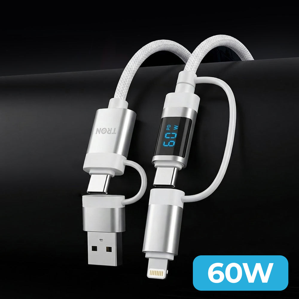 TRON 60W 4-in-1 Braided Charging Cable — LCD Display, Black (view 5)