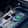 Car charger in a centre console with wireless pad